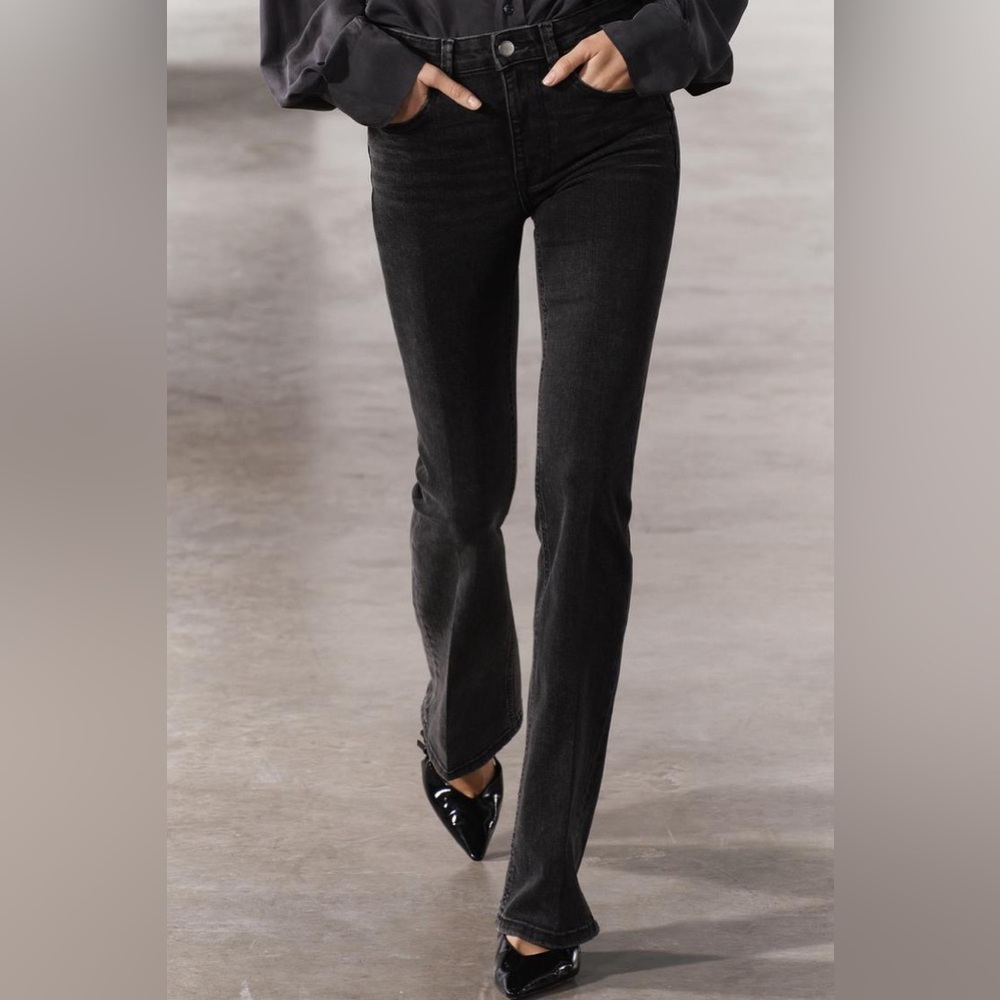 Zara High Rise Flare Jeans Black